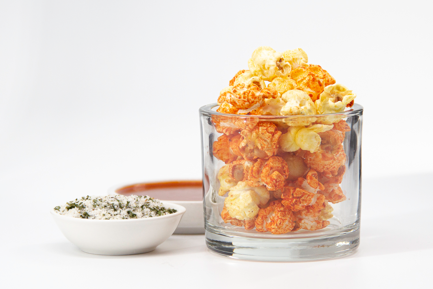 Buffalo Ranch Gourmet Popcorn displayed in clear cup